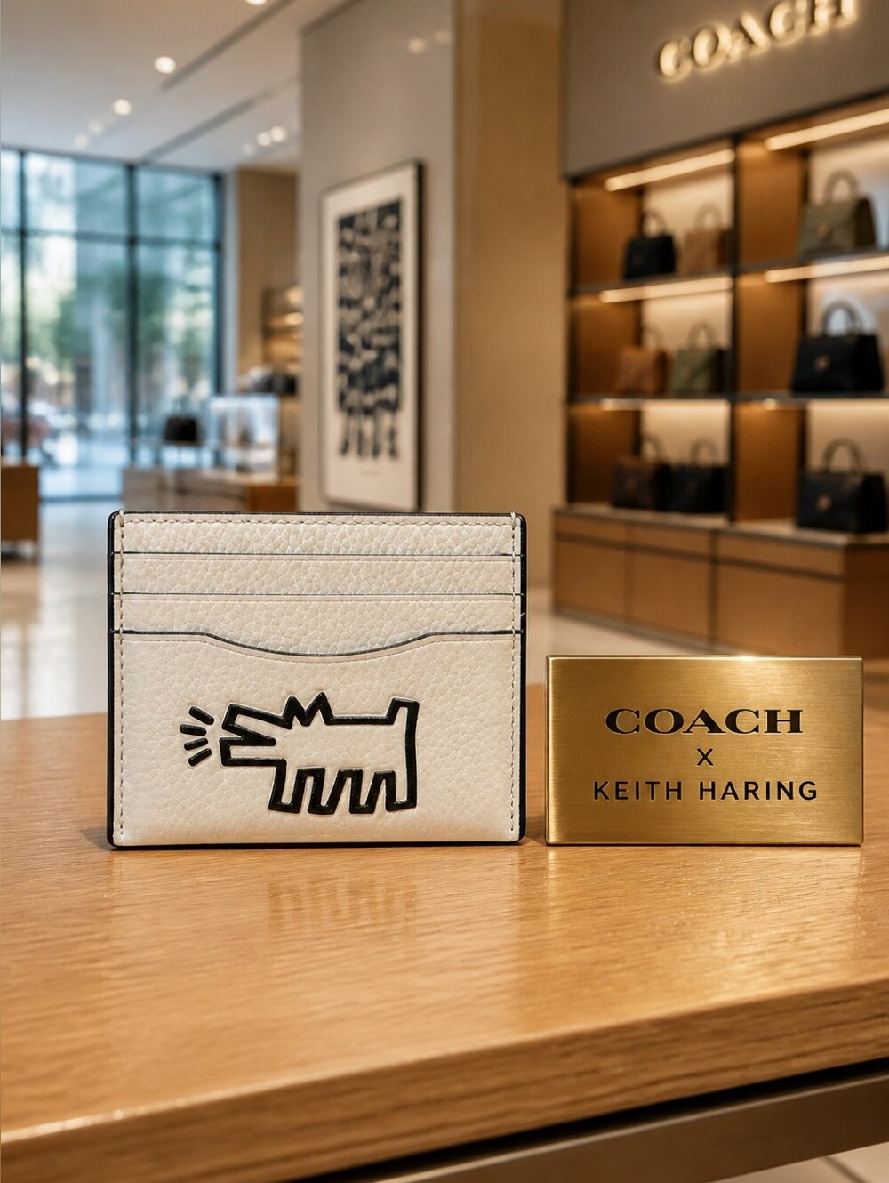 Coach 1941 x Keith Haring Leather Slim Card Case EUC